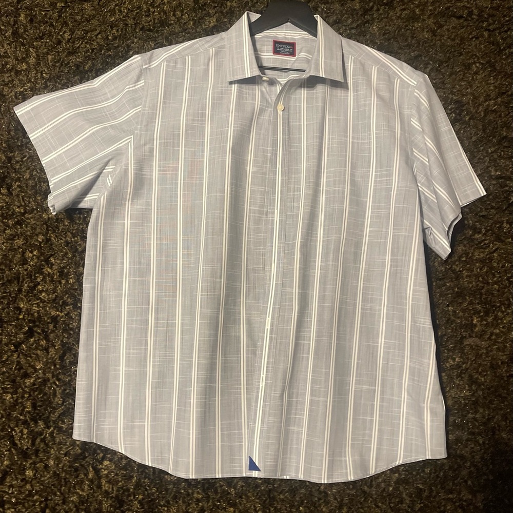 Used once like new, XXXL short sleeve grey/white stripe. Wrinkle free.